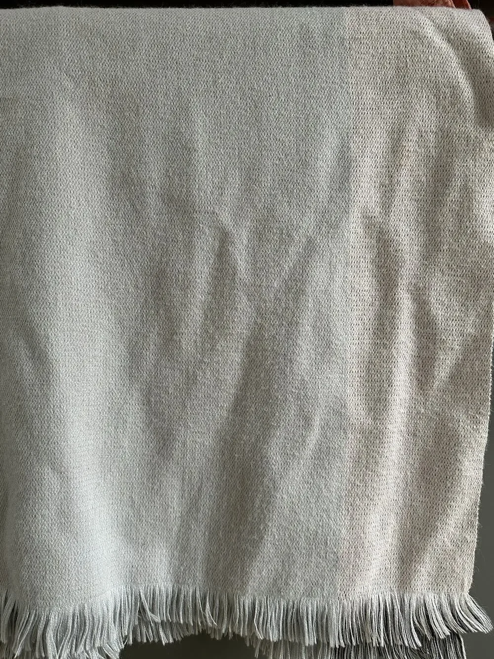 Shupaca alpaca blend throw blanket gray fringed 50x72”